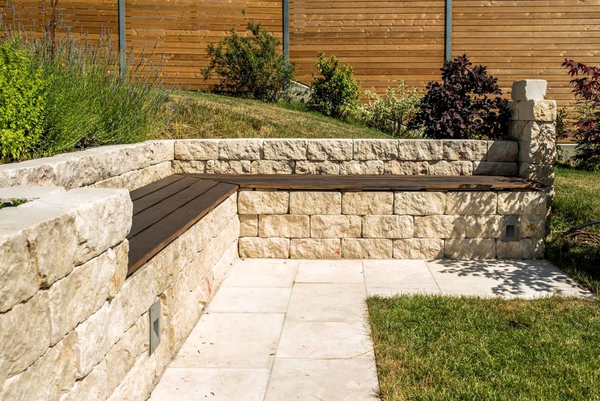 Travertin Mauerstein - Sichtseiten spaltrau